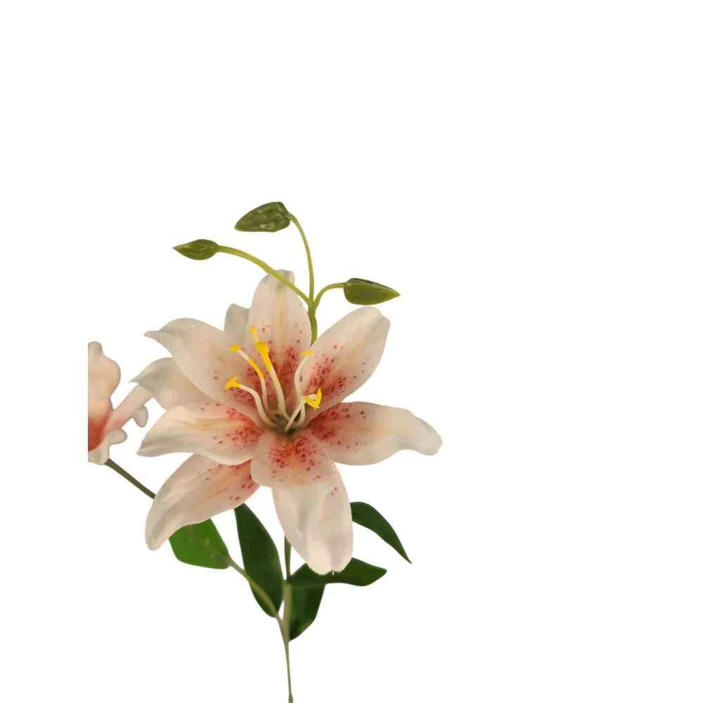 Luxury Artificial Asiatic Lily Stem 27 Inch | Blush Pink and White Faux Lily | D